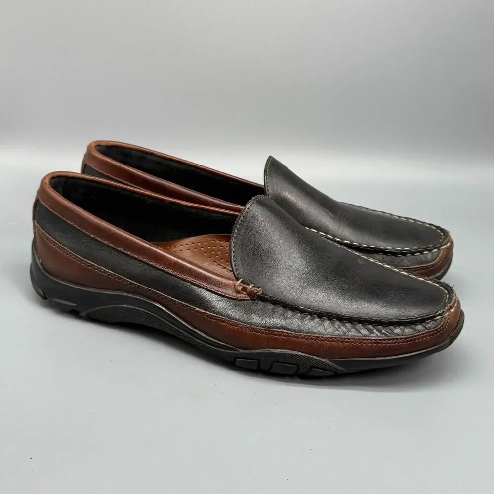 Allen Edmonds Boulder Venetian Men's 11.5 Black Brown Leather Driving Moccasin
